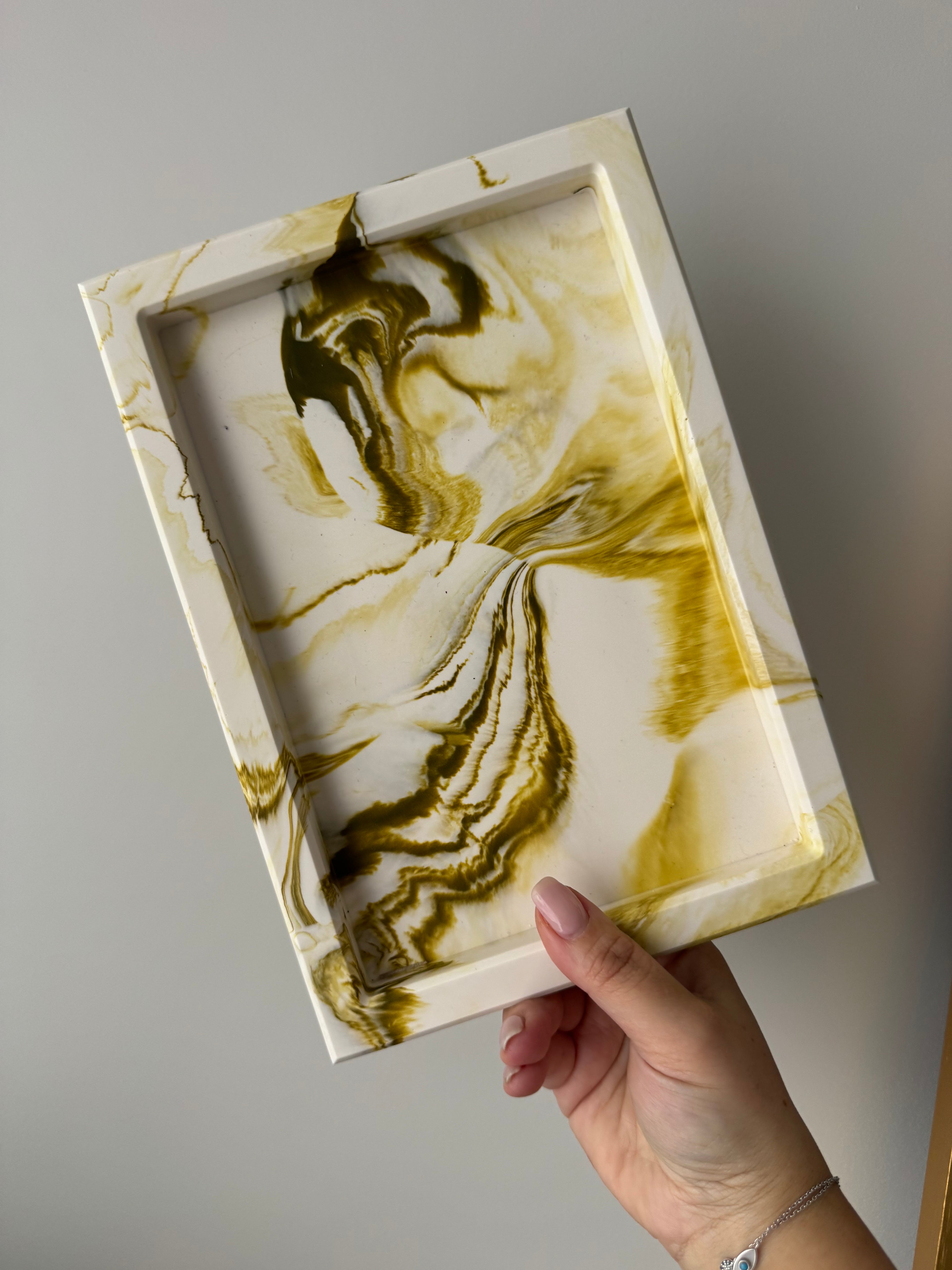 Rectangle Tray - Olive Green Marble