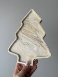 Christmas Tree Tray - Beige Marble