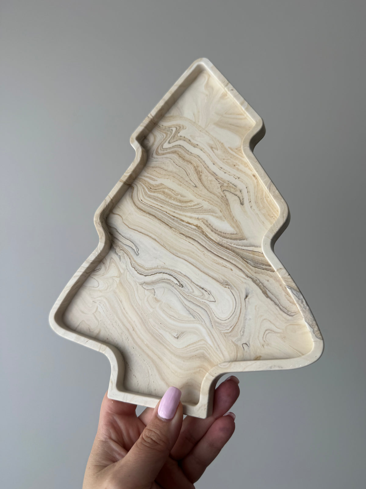 Christmas Tree Tray - Beige Marble