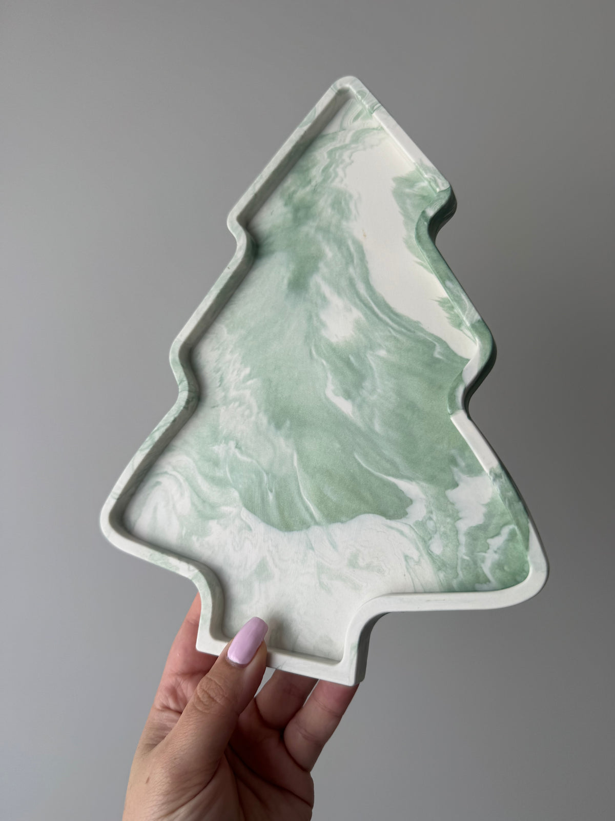 Christmas Tree Tray - Green Marble (Slight gold shine)
