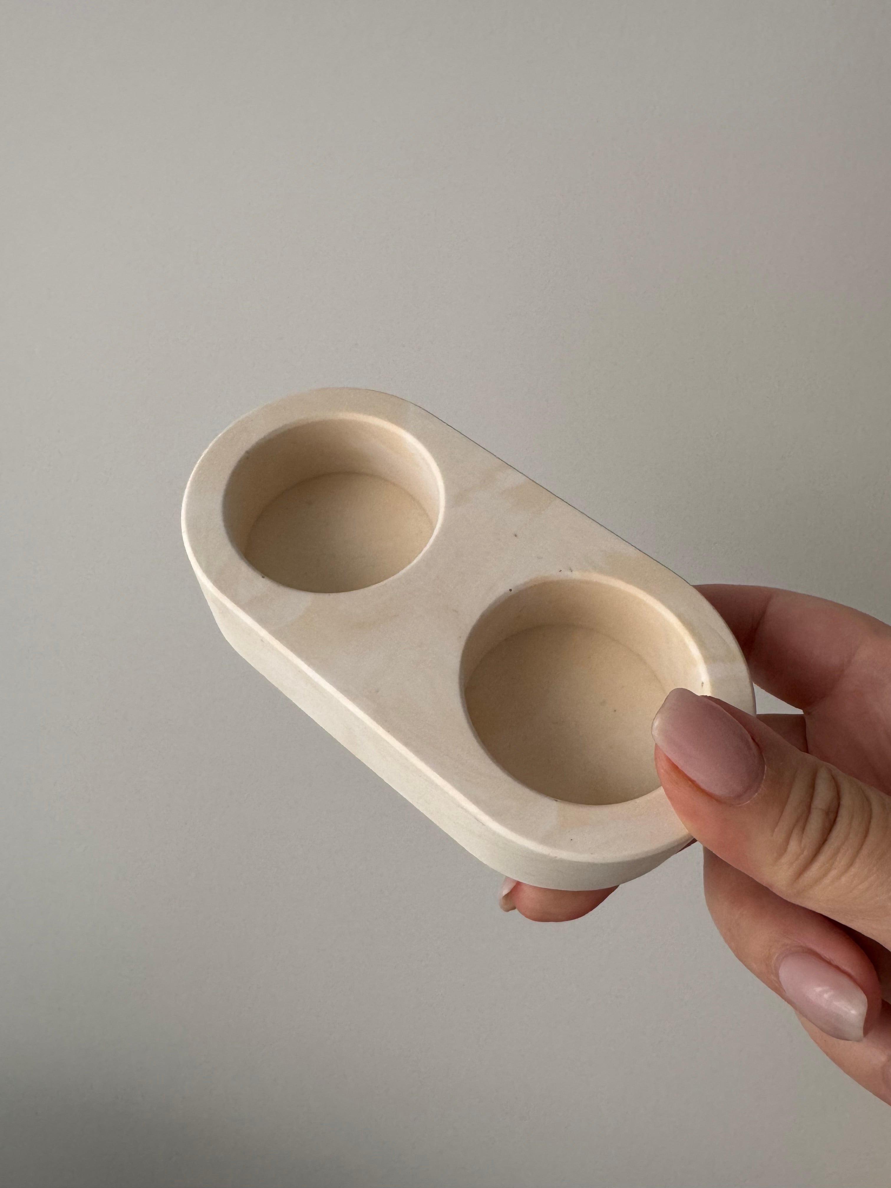 Double Tea Light Holder - Subtle Cream Holder