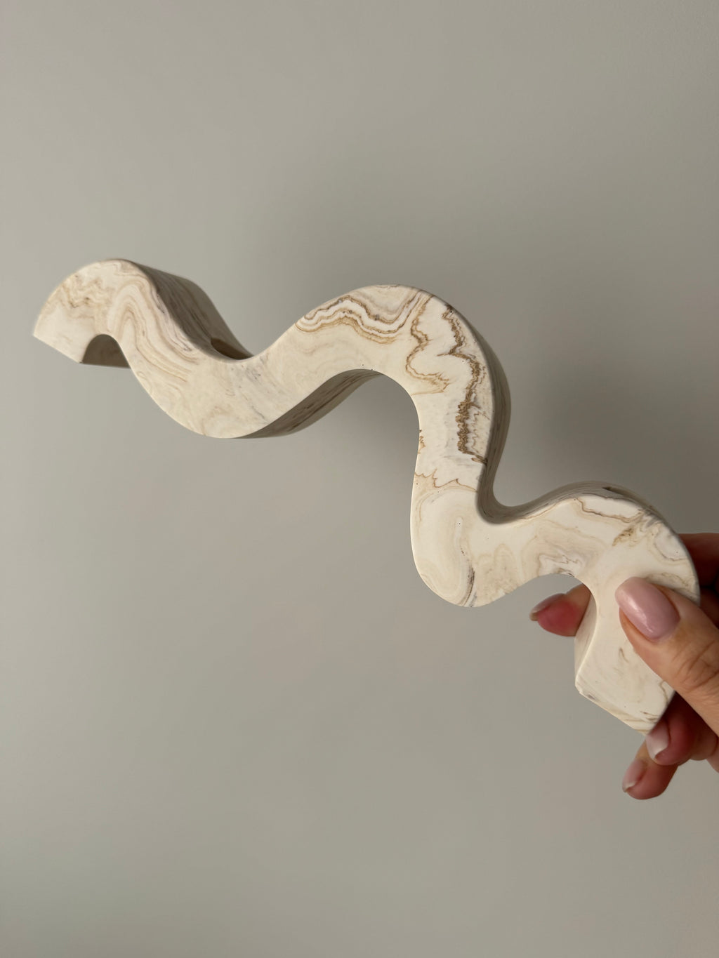 The Luna Candelabra - Beige Marble
