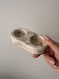 Double Tea Light Holder - Beige Marble
