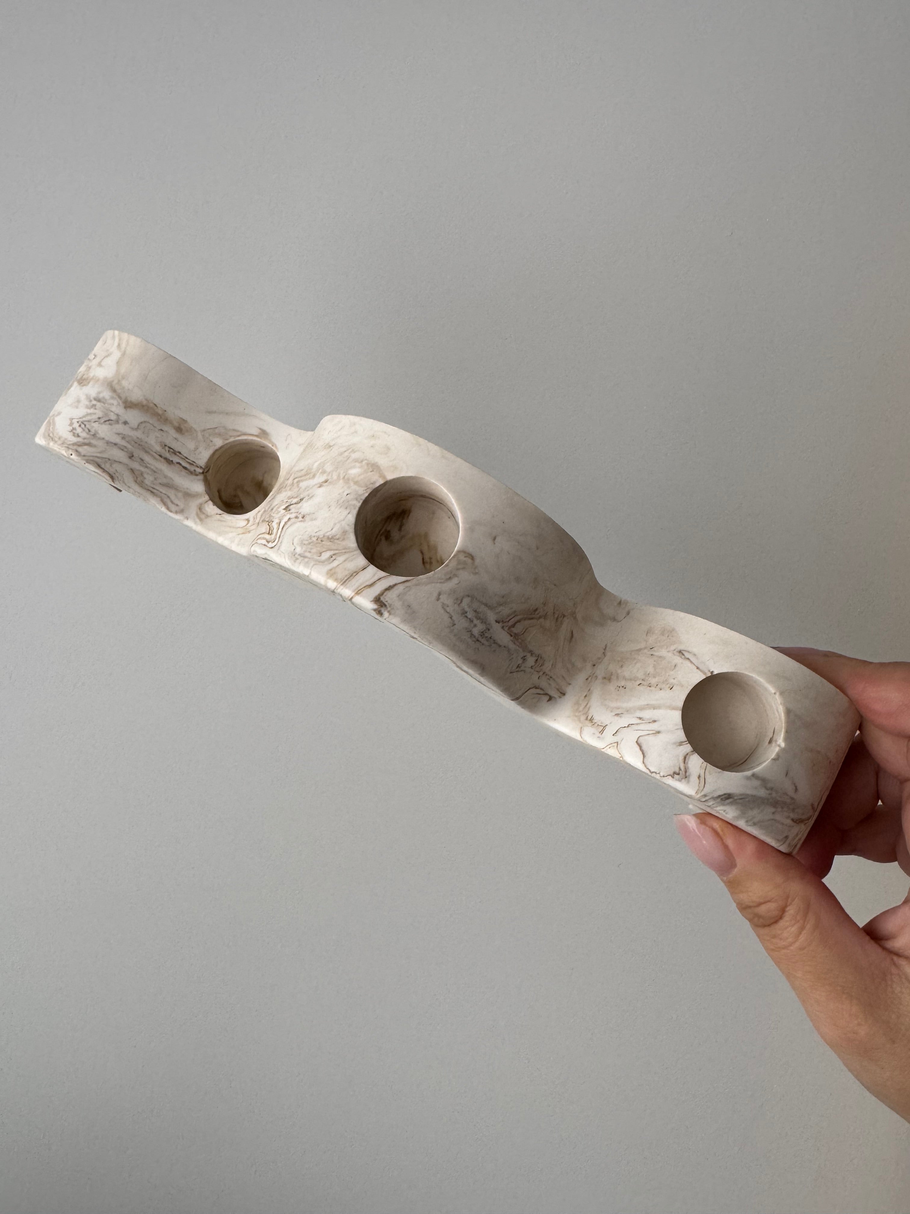 The Luna Candelabra - Beige Marble