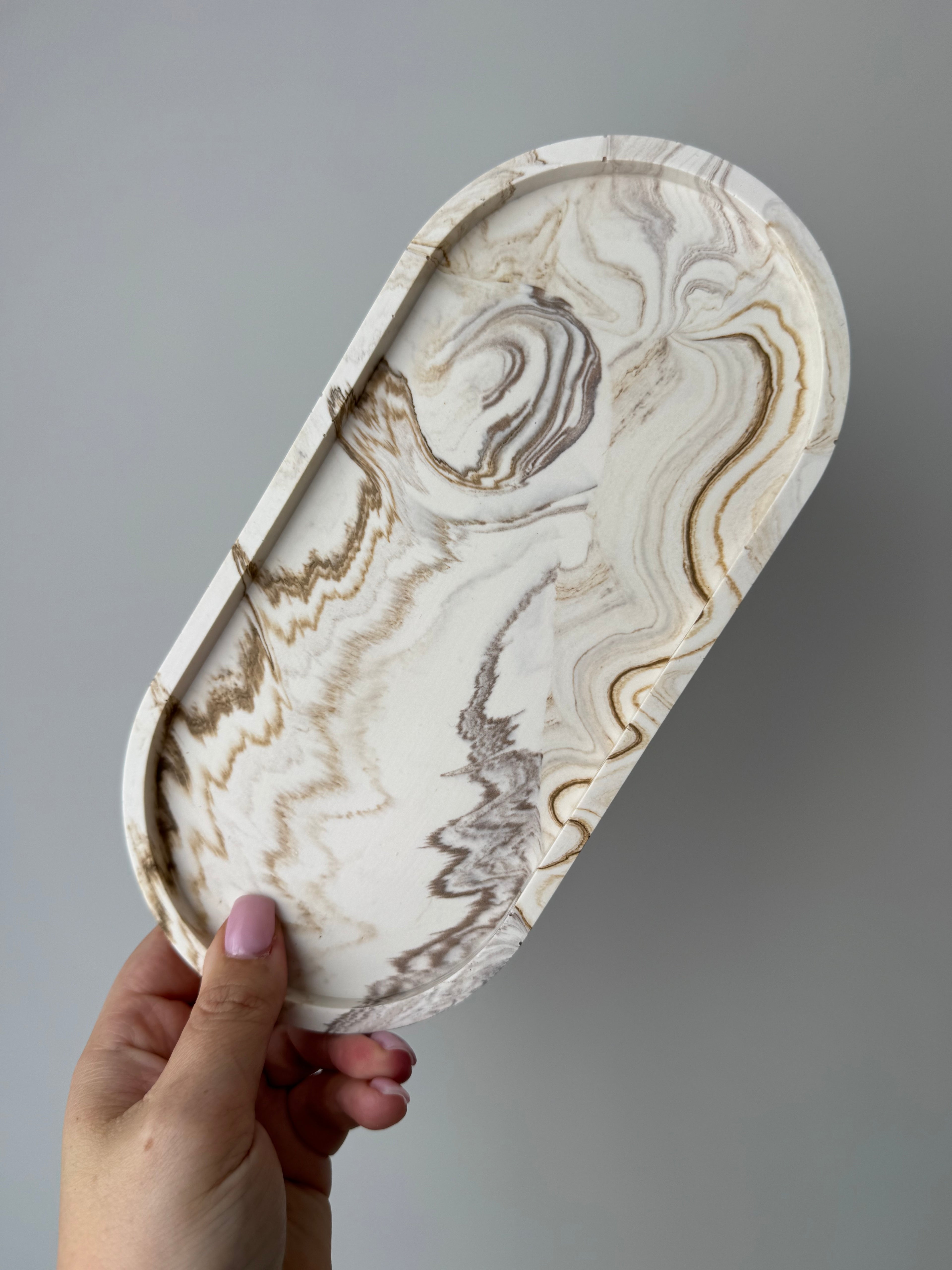 Large Essence Tray - Beige/Bronze Marble